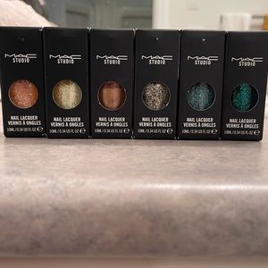MAC Nail Polish Laquer set of 6. Sparkly Glitter Colors. Brand new in box.
